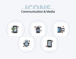 kommunikation und medienlinie gefüllt icon pack 5 icon design. Buchen. Walkie-Talkie. CD. Radio. Kommunikation vektor