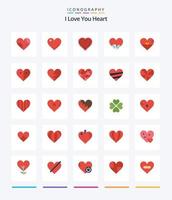 kreativ hjärta 25 platt ikon packa sådan som favorit. hjärta. tycka om. choklad. kärlek vektor