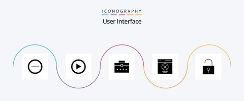 användare gränssnitt glyf 5 ikon packa Inklusive olåst. användare. arbetstagare väska. meddelande. fel vektor