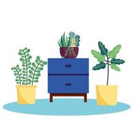 växter och möbler vektor design
