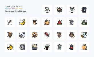 25 Sommer Food Drink Line gefüllt Stil Icon Pack vektor