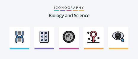 Biologie-Linie gefüllt 5 Icon Pack einschließlich . Labor. Wissenschaft. Chemie. Biochemie. kreatives Symboldesign vektor