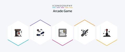 Arcade 25 Filledline Icon Pack inklusive Spaß. abspielen. Wettbewerb. Spiel. Billard- vektor