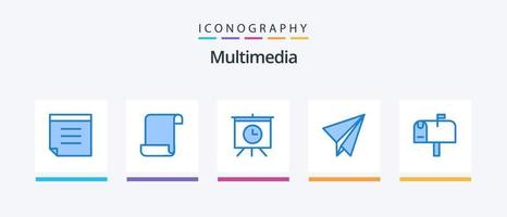 multimedia blå 5 ikon packa Inklusive . papper. posta. kreativ ikoner design vektor