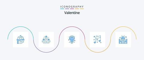 Valentine Blue 5 Icon Pack inklusive Liebe. Hochzeit. Schönheit. Herz. Musik vektor