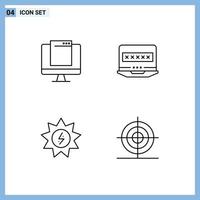 4 kreativ ikoner modern tecken och symboler av dator energi imac dator energi redigerbar vektor design element