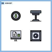 Stock Vector Icon Pack mit 4 Zeilenzeichen und Symbolen für Snooker-Tisch, Sporttisch, Bildung, editierbare Vektordesign-Elemente