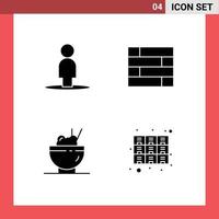 grupp av 4 fast glyfer tecken och symboler för avatar skåp låsa vaddera kinesisk möbel redigerbar vektor design element