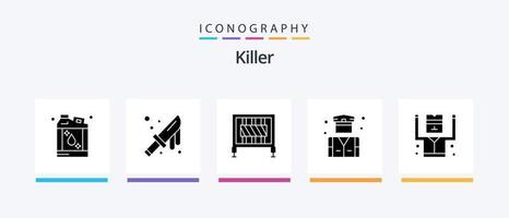 Killer Glyphe 5 Icon Pack inklusive Verbrecher. Sicherheit. Barriere. Polizei. Unternehmen. kreatives Symboldesign vektor