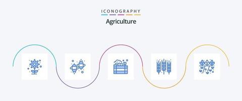 Landwirtschaft blau 5 Icon Pack inklusive Getreide. Lebensmittel. Fliege. Ernte. Landwirtschaft vektor