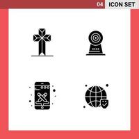 uppsättning av 4 modern ui ikoner symboler tecken för firande telefon påsk säkerhet verktyg redigerbar vektor design element