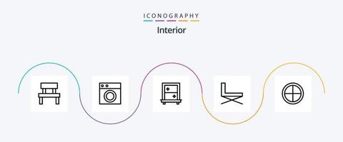 Interior Line 5 Icon Pack inklusive Sit. Innere. Maschine. Möbel. Spiegel vektor