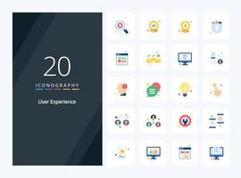 20 användare erfarenhet platt Färg ikon för presentation vektor