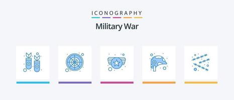 Military War Blue 5 Icon Pack inklusive Gefahr. Militär. Heer. Helm. Ausrüstung. kreatives Symboldesign vektor