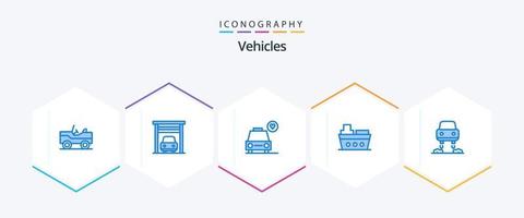 fordon 25 blå ikon packa Inklusive . framtida. hjärta. flygande. fordon vektor
