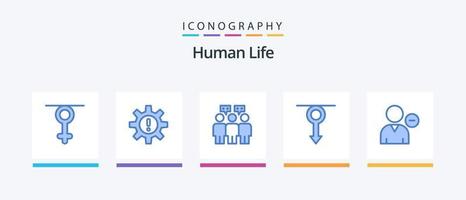 mänsklig blå 5 ikon packa Inklusive radera. man. risk. manlig. pojke. kreativ ikoner design vektor