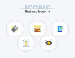 Economy Flat Icon Pack 5 Icon-Design. Analyse. Geld. Banken. Austausch. Kasten vektor