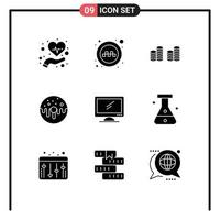 9 kreative Symbole, moderne Zeichen und Symbole von Monitor-süßen Cash-Food-Donut-editierbaren Vektordesign-Elementen vektor