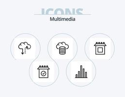 Multimedia-Line-Icon-Pack 5 Icon-Design. . . Globus. synchronisieren. Sicherung vektor
