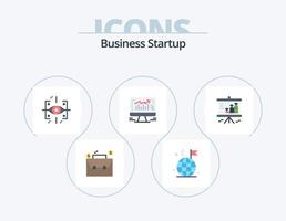 Business Startup Flat Icon Pack 5 Icon Design. Diagramm. Monitor. fortschrittlich. Unternehmen. Rechner vektor