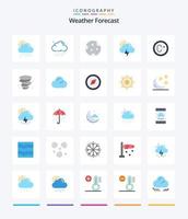 kreativ väder 25 platt ikon packa sådan som storm. grad. natt. klimat. väder vektor
