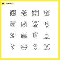 Stock Vector Icon Pack mit 16 Zeilen Zeichen und Symbolen für Kräutermedizin Fi Drug Usability editierbare Vektordesign-Elemente