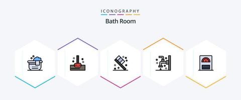 Badezimmer 25 Filledline Icon Pack inklusive . Heizung. Zimmer. Wasser. Wasserhahn vektor