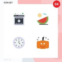 satz von 4 modernen ui-symbolen symbole zeichen für browser uhr online obst haushaltsgeräte editierbare vektordesignelemente vektor