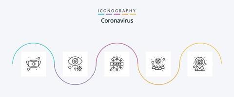 Coronavirus Line 5 Icon Pack inklusive Virus. Menschen. Virus infiziert. Infektion. Virus vektor