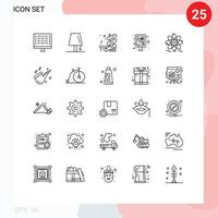 satz von 25 vektorlinien auf raster für atomtelefonlichtinformationspark editierbare vektordesignelemente vektor