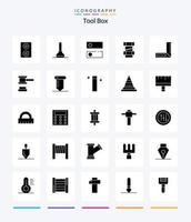 Kreativwerkzeuge 25 Glyph solid black Icon Pack wie Werkzeuge. Reparatur. Tischler. Werkzeug. Hammer vektor