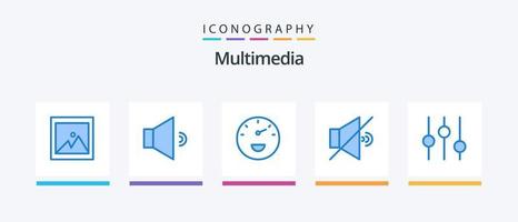 multimedia blå 5 ikon packa Inklusive . fart. inställning. kontroller. kreativ ikoner design vektor