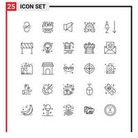25 universelle Linien für Web- und mobile Anwendungen sortieren alphabetisch bearbeitbare Vektordesign-Elemente für Mechaniker vektor