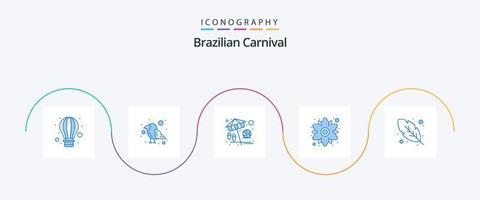 brasiliansk karneval blå 5 ikon packa Inklusive fjäder. växt. strand. blomma. kamomill vektor