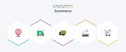 E-Commerce 25 Flat Icon Pack inklusive E-Commerce. Einkaufen. LKW. online. Laden vektor