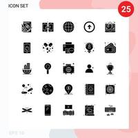 fast glyf packa av 25 universell symboler av seo hört Karta upp användare redigerbar vektor design element