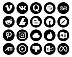 20 Social-Media-Icon-Pack einschließlich iCloud Pinterest Reddit Browser Open Source vektor