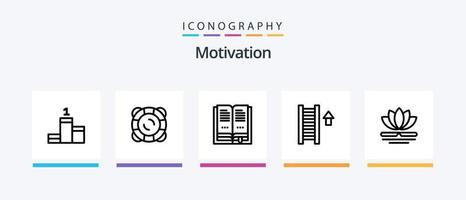 Motivationslinie 5 Icon Pack inklusive . Arbeiten. Gesundheitstasche. Bürotasche. Motivation. kreatives Symboldesign vektor