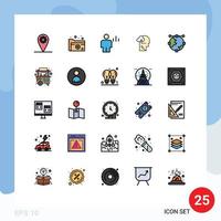 25 gefüllte Linien flaches Farbkonzept für mobile Websites und Apps Anker Mind Analytics gewinnen menschliche editierbare Vektordesign-Elemente vektor