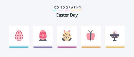påsk platt 5 ikon packa Inklusive . ägg. djur. påsk. kokt. kreativ ikoner design vektor