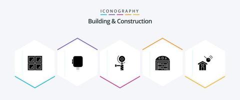 byggnad och konstruktion 25 glyf ikon packa Inklusive . hus. kvarn. konstruktion. hus vektor