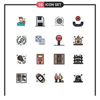 Gruppe von 16 flachen, farbig gefüllten Linien Zeichen und Symbole für Handy Scince Download-Modellierung Modellierung editierbare kreative Vektordesign-Elemente vektor
