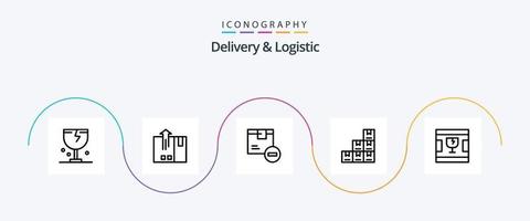 leverans och logistisk linje 5 ikon packa Inklusive logistik. låda. exportera. logistik. leverans vektor