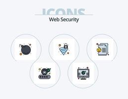 webb säkerhet linje fylld ikon packa 5 ikon design. skärm. skydd. säkerhet. virus. smittad vektor