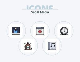 SEO und Media Line gefüllt Icon Pack 5 Icon Design. seo. Musik. Suche. Medien. Netz vektor