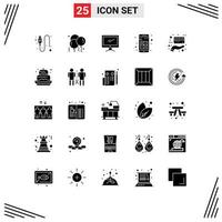 Stock Vector Icon Pack mit 25 Linienzeichen und Symbolen für Interaktions-Apps Computer-App-PC-editierbare Vektordesign-Elemente