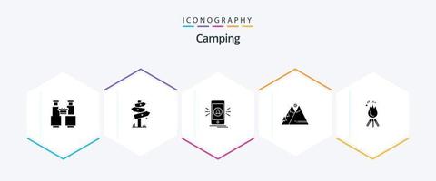 Camping 25 Glyphen-Icon-Pack inklusive Natur. Lage. Camping. GPS. App vektor