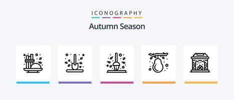 Autumn Line 5 Icon Pack inklusive Regen. Herbst. Niedergang. Würze. Kaffee. kreatives Symboldesign vektor