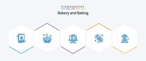 bakning 25 blå ikon packa Inklusive kök. bakning. bakad. mjöl. bakning vektor