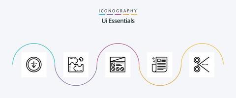 ui väsentliga linje 5 ikon packa Inklusive tidning. gränssnitt. kontursåg. användbarhet. prototyp vektor